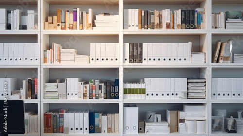 shelves with books in a library
