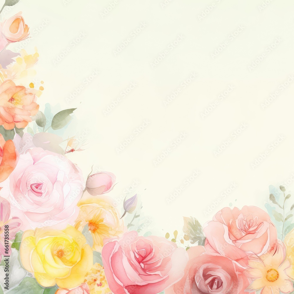 Pastel Roses Flower Watercolor  Background