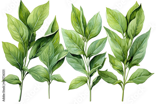 green leaves isolated on a Transparent background. Generative AI