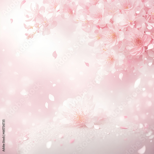 Soft pink background with pink cherry blossoms illustration