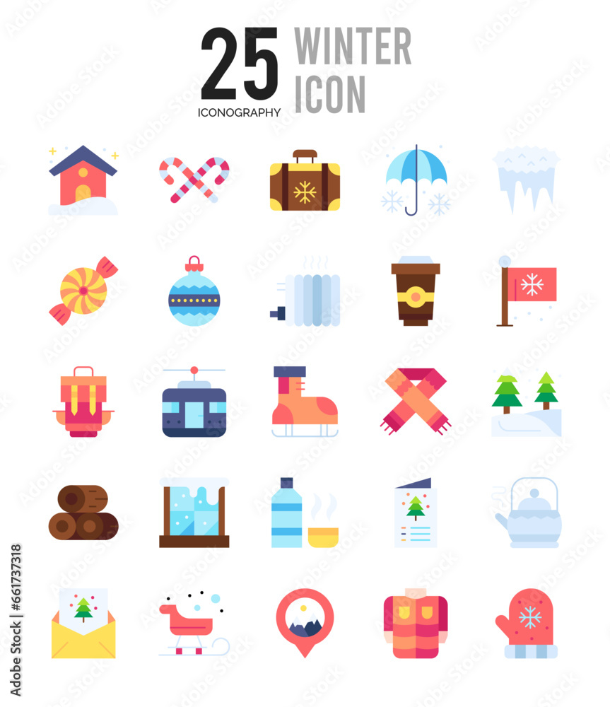 25 Winter Flat icon pack. vector illustration. 25 Winter Flat icon pack. vector illustration.