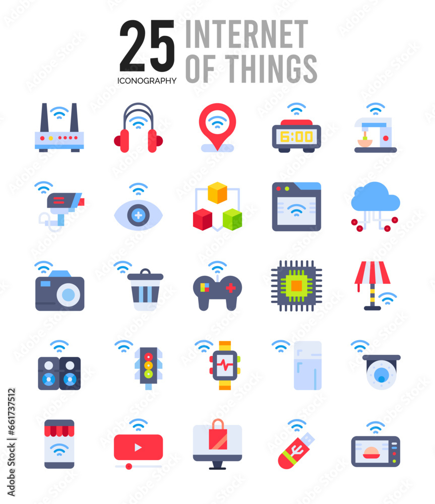 25 Internet of Things Flat icon pack. vector illustration.