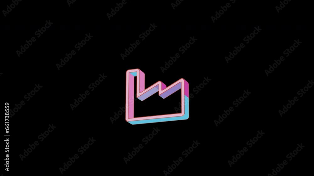 Bright industry factory icon is jumping merrily. Retro style. Alpha channel black. Looped from frame 120 to 240, Alpha BW at the end Bright industry factory icon is jumping merrily. Retro style. Alpha channel black. Looped from frame 120 to 240, Alpha BW at the end