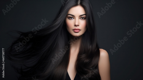 Hair. Beautiful Brunette Girl. Healthy Long Hair. Beauty Model Woman. Hairstyle