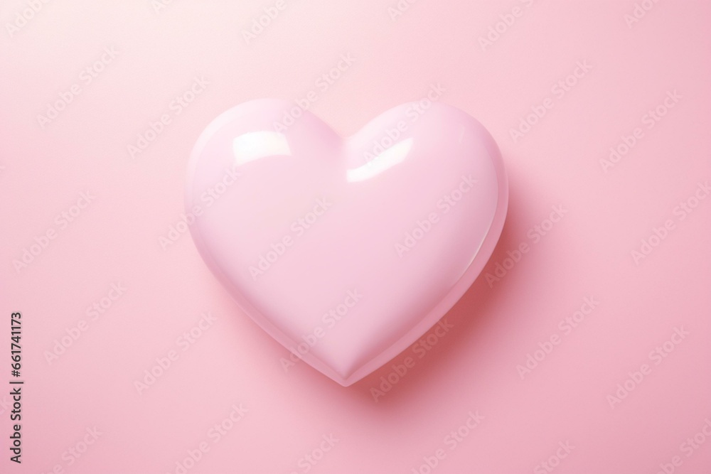 Heart shape on a soft pink backdrop. Generative AI
