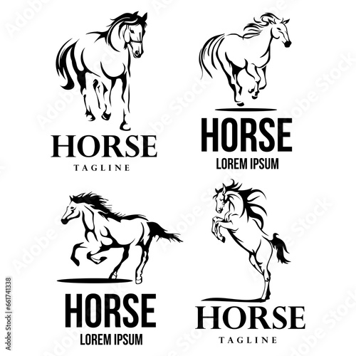 Collection of line art horse logo design. Horse silhouette logo design for cricut.