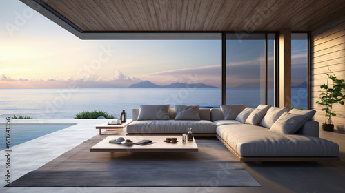 Perspective of modern luxury living room with grey sofa © Ashley