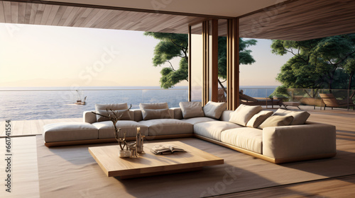 Perspective of modern luxury living room with sofa