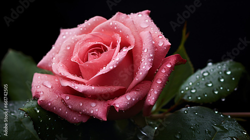 Pink Rose with water drops