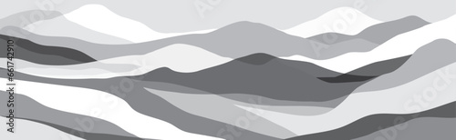 Gray mountains, translucent waves, abstract glass shapes, modern background, vector design Illustration for you project
