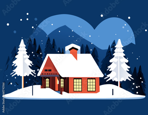 Wallpaper Mural Snowing of village  Torontodigital.ca