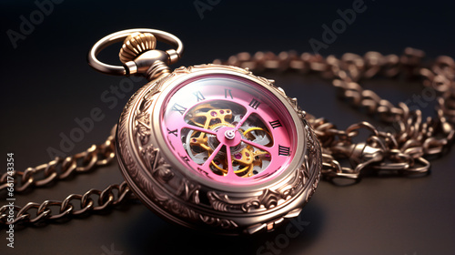 Pocket watch steampunk pink