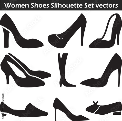 Women Shoes Silhouette Vector Set