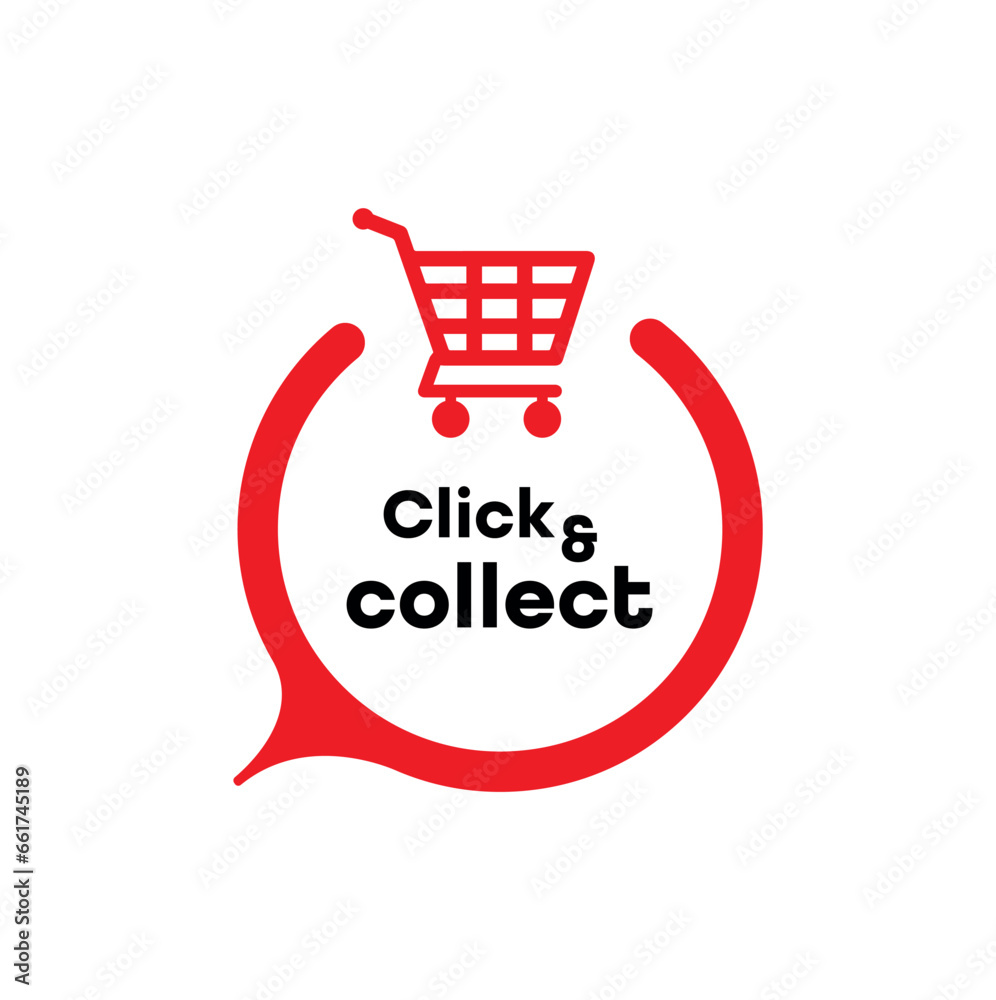 Click and collect sign on white background Click and collect sign on white background