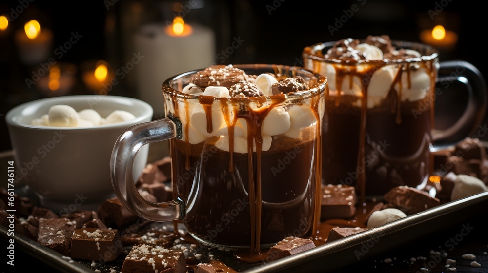 hot chocolate in mugs with marshmallows hot chocolate in mugs with marshmallows