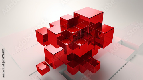 Abstract 3d render red cube shape geometric design