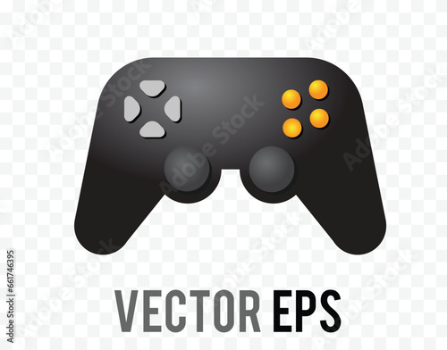 Vector gradient black game joypad controller icon with yellow buttons