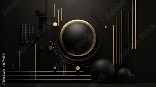 Abstract geometric composition black background