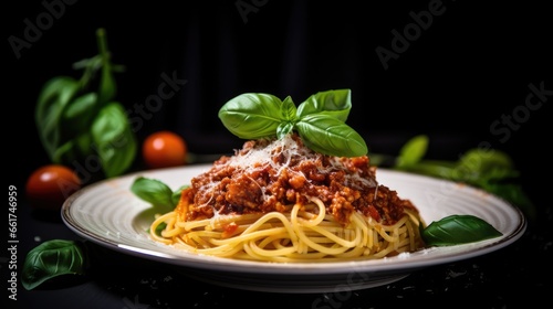 Traditional pasta spaghetti bolognese in plate