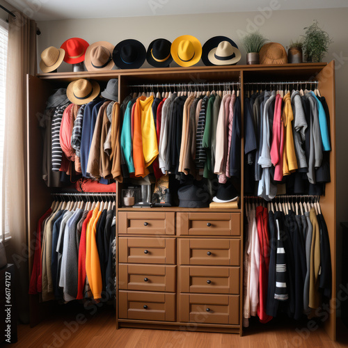  a dresser full of clothes 