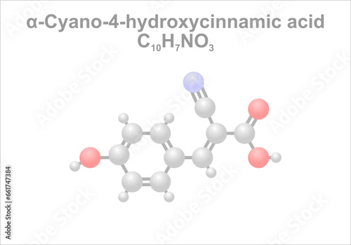 Alpha-Cyano-4-hydroxycinnamic acid. Simplified scheme of the molecule.
Use as matrix substance in spectrometry.
