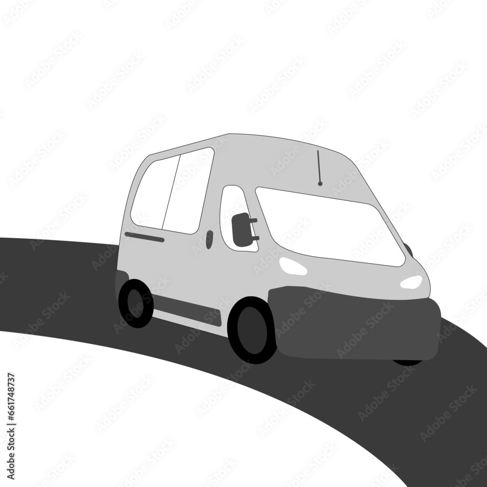 Fast Delivery van on road vector Design
