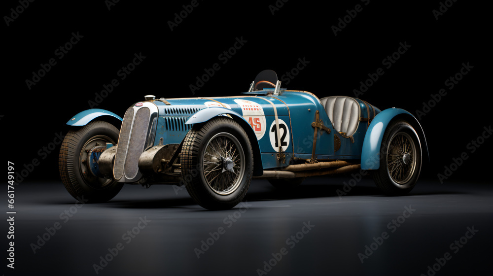 Blue vintage racing car