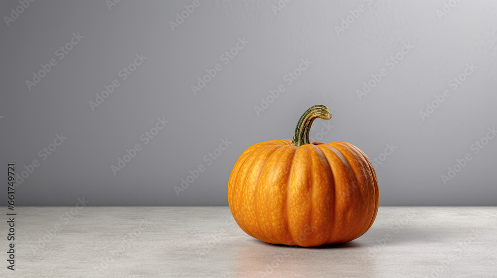 A single pumpkin on a gray background or wallpaper A single pumpkin on a gray background or wallpaper