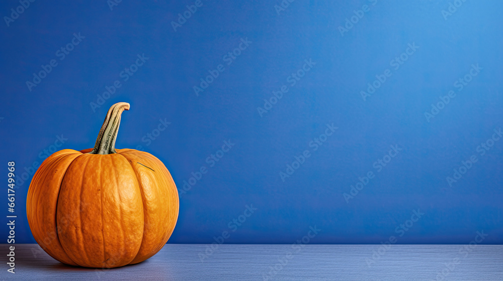 A single pumpkin on a indigo background or wallpaper A single pumpkin on a indigo background or wallpaper