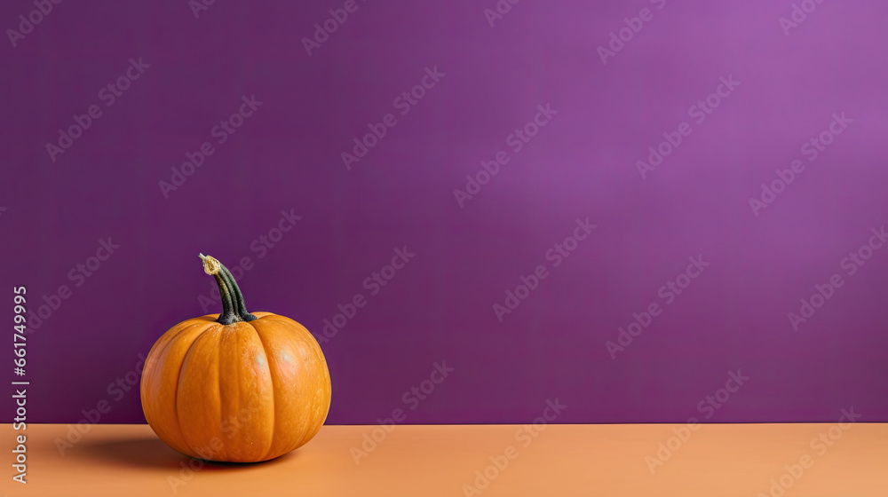 A single pumpkin on a purple background or wallpaper A single pumpkin on a purple background or wallpaper