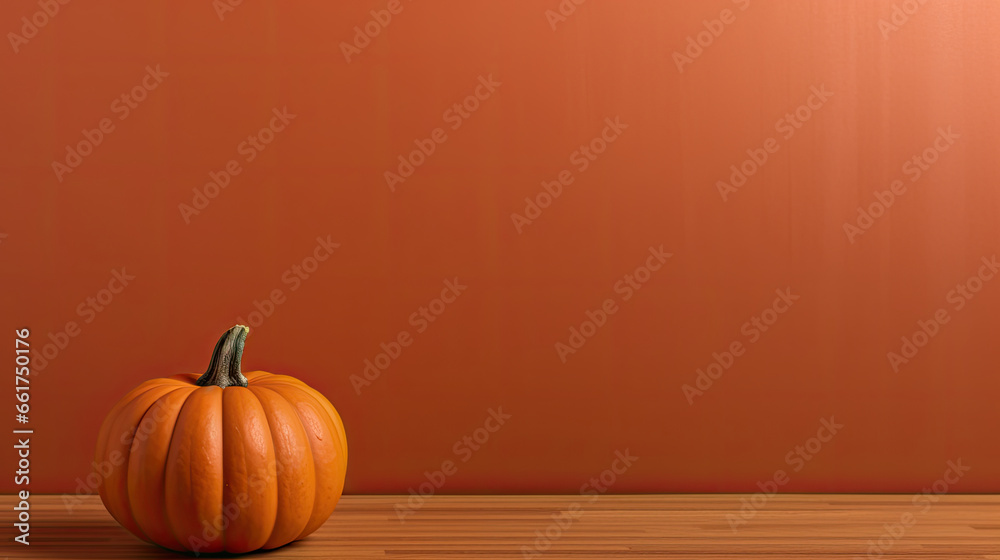 A single pumpkin on a dark brown background or wallpaper A single pumpkin on a dark brown background or wallpaper