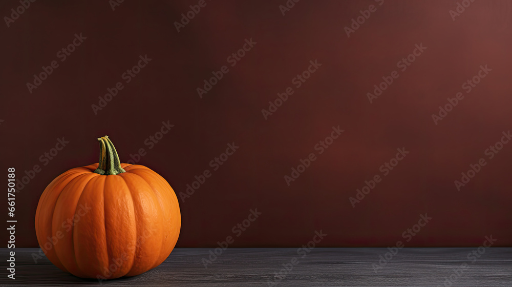 A single pumpkin on a dark brown background or wallpaper A single pumpkin on a dark brown background or wallpaper