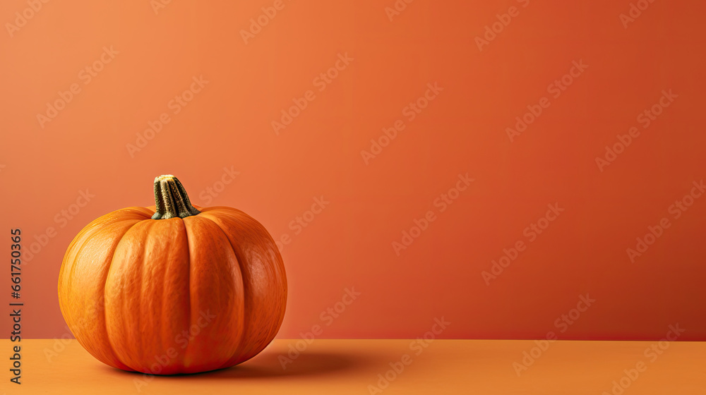 A single pumpkin on a light maroon background or wallpaper A single pumpkin on a light maroon background or wallpaper