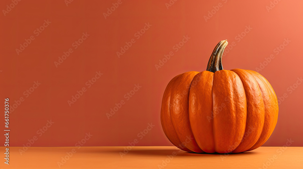 A single pumpkin on a light maroon background or wallpaper A single pumpkin on a light maroon background or wallpaper