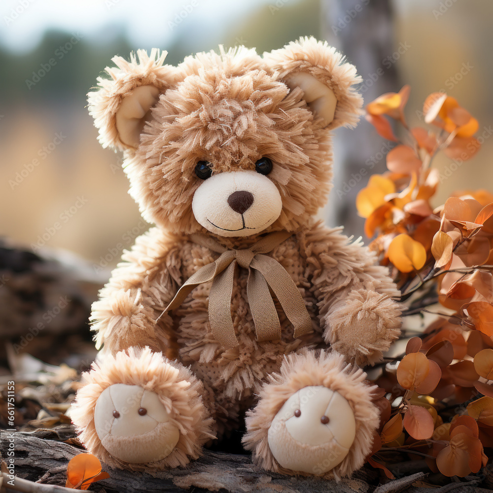A brown and beige teddy bear. 
