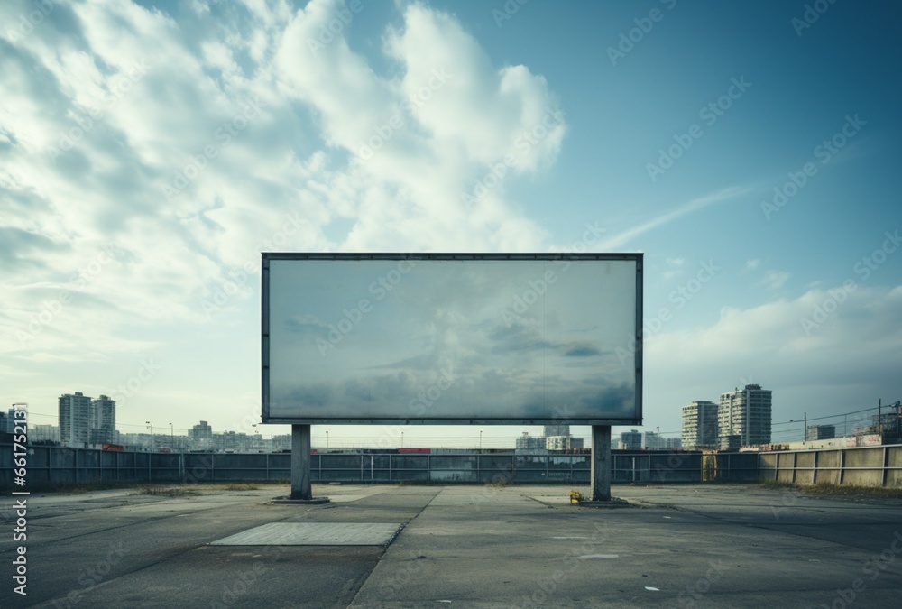 Blank advertising billboard frame on toll road. AI Generated Images