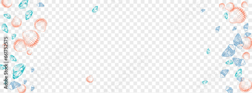 Orange Shellfish Background Transparent Vector. Starfish Coastal Illustration. Watercolor Design. Gray Snail Drawn Set. Red Seashell.
