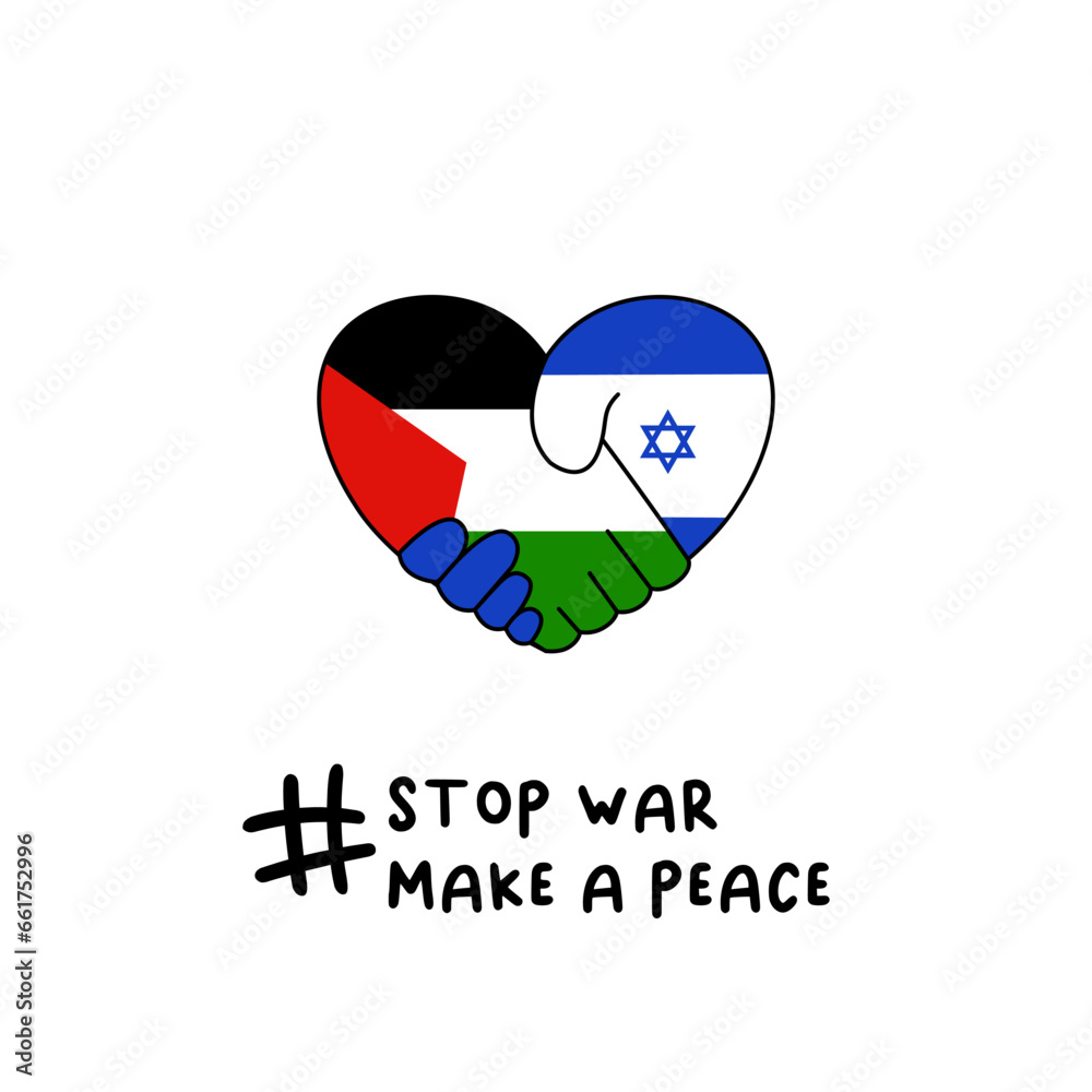 Heart symbol of peace to stop war between Israel and Palestine