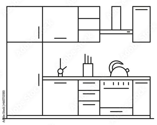 Kitchen. Kitchen layout. Banner or flyer concept for a furniture store.
