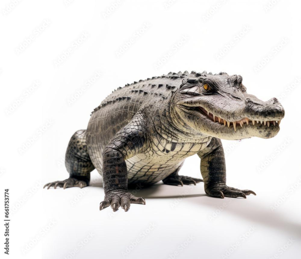 Fototapeta premium Wildlife crocodile isolated on white background. Alligator