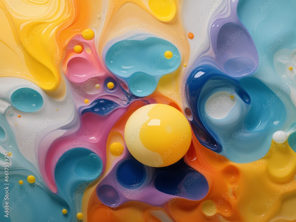 Colorful oil paints, bubbles, droplets, wallpaper