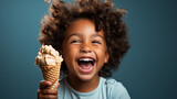 happy boy eating ice cream