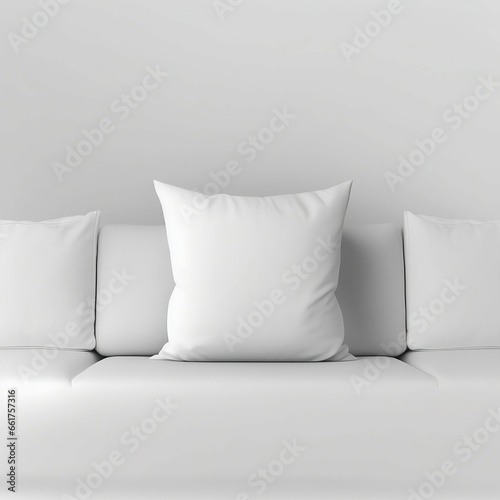 Blank Pillow Mockup on Sofa Against White Background