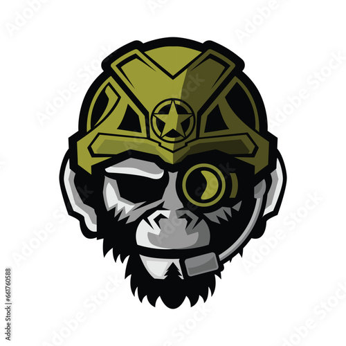 Monkey soldier wearing military Tactical helmet