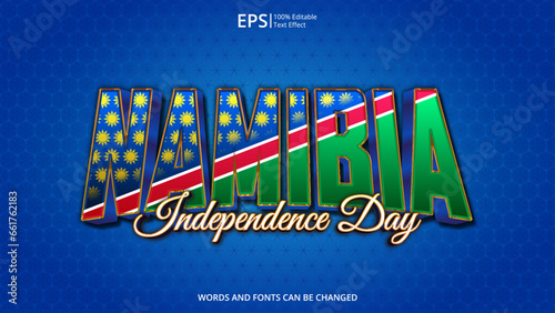 namibia editable text effect with namibia flag pattern suitable for poster design about holiday, Feast day or namibia independence day moment
