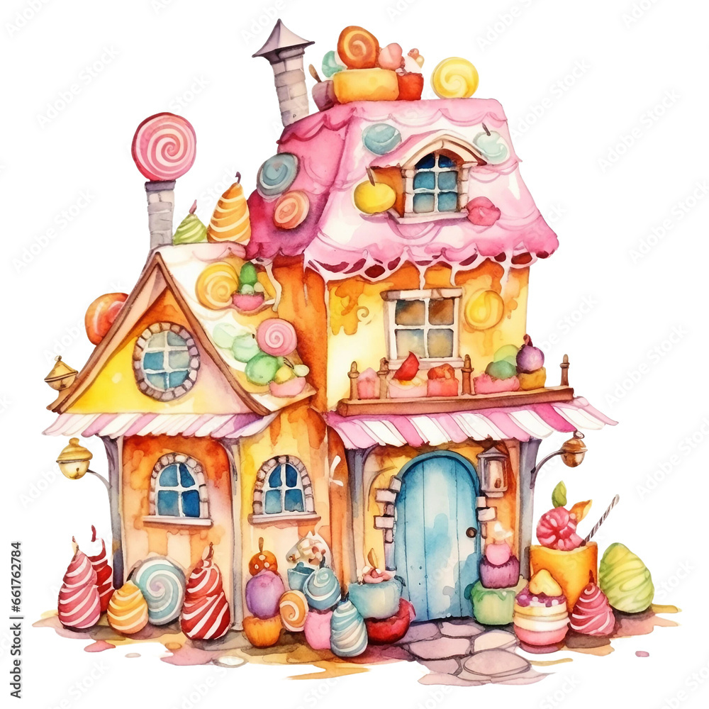 watercolor candy house clipart sublimation