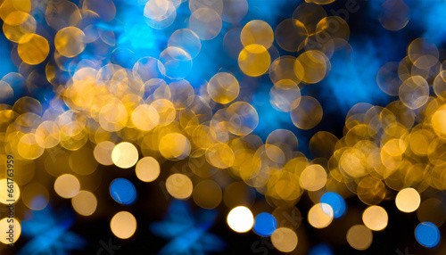 Abstract Blue and Gold Background with Bokeh on a Celebrate © Tatiana