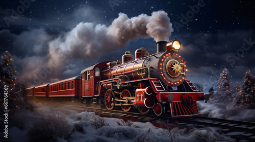 Christmas red steam train