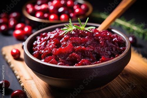 Bowl of homemade cranberry sauce with whole cranberries and a hint of orange zest