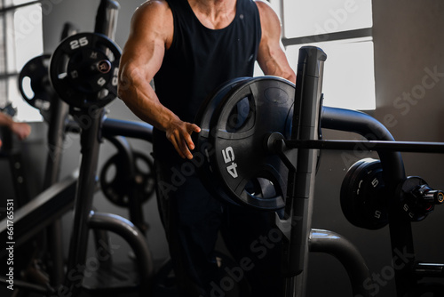muscular man working out in gym